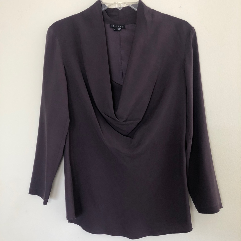 Add for 3+ Discount!! Theory Crawl neck P silk blouse